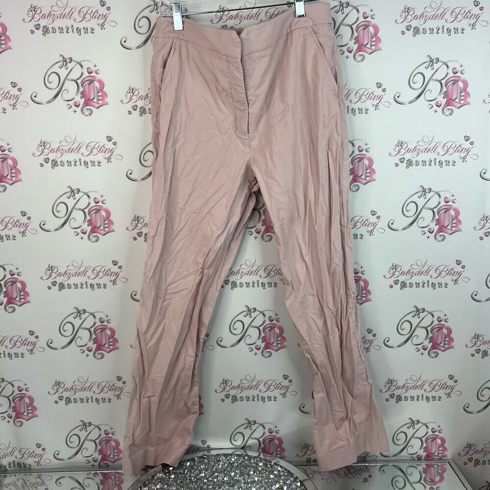 Rebecca Taylor pants dress flare leg pockets light pink Tailored Pink Garment